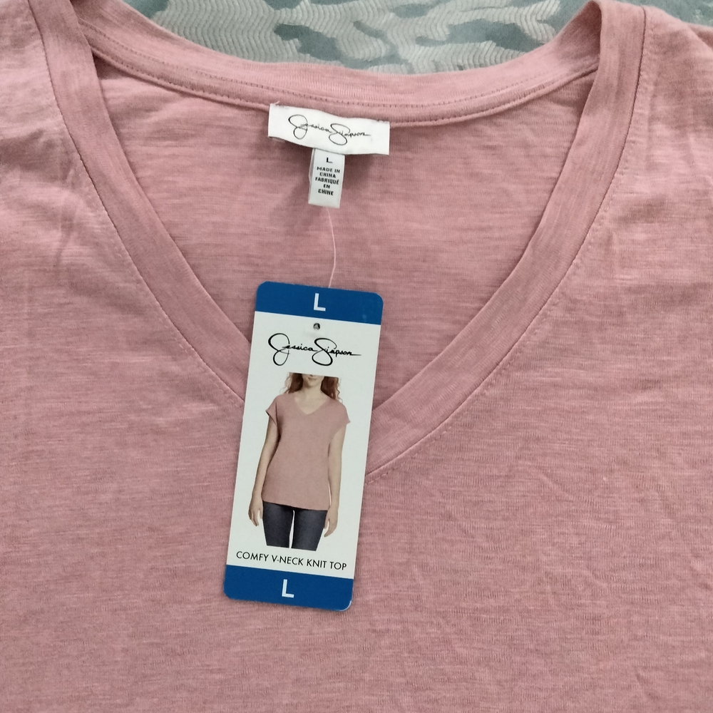 Jessica Simpson Pink V-Neck Knit Top